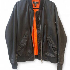 Forever 21 Men Medium Black Zip Up Bomber Jacket